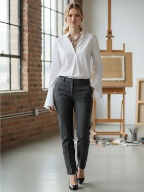 H&M White V-Neck Long-Sleeve Blouse - Women